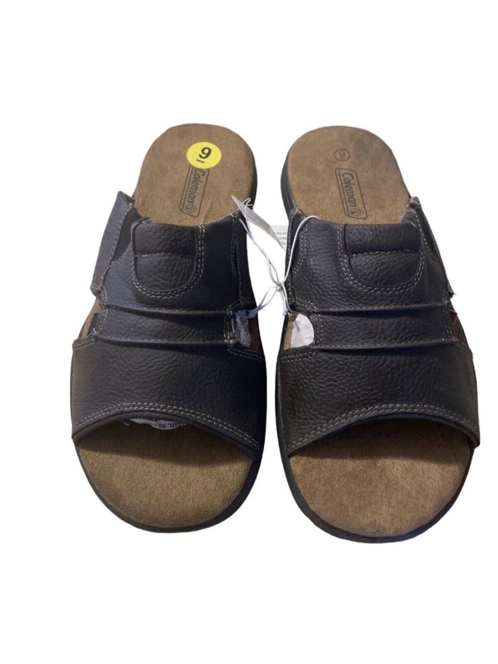 Coleman Men Faux Leather Slip On Sandal Shoe A14M37131 Dark Brown Size 9 new